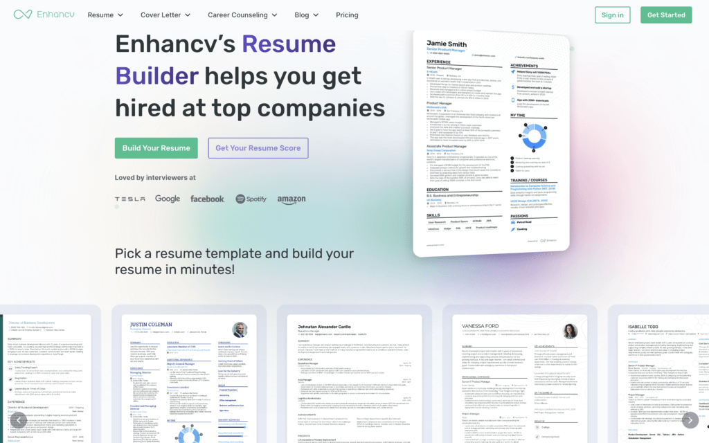 Enhancv : Ai based resume builder