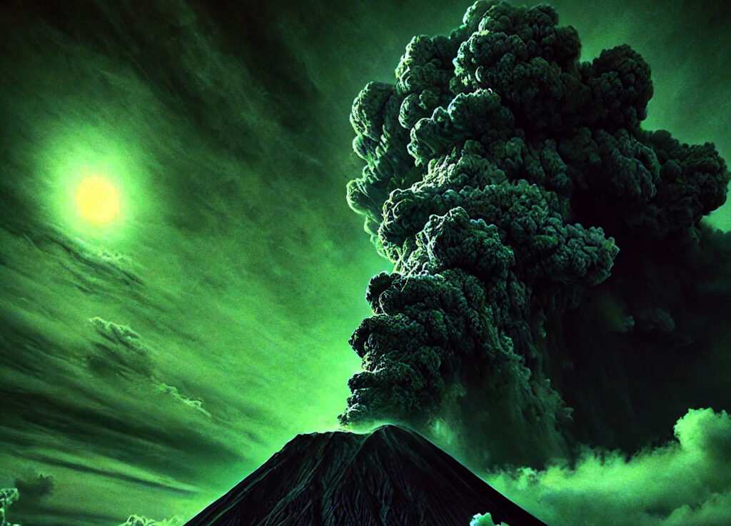 Eruption that Chilled the Earth and Colored the Sun Green